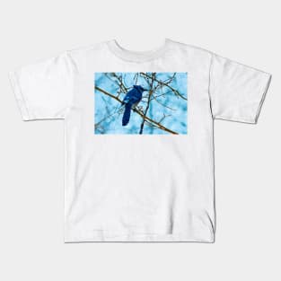 stained glass blue jay Kids T-Shirt